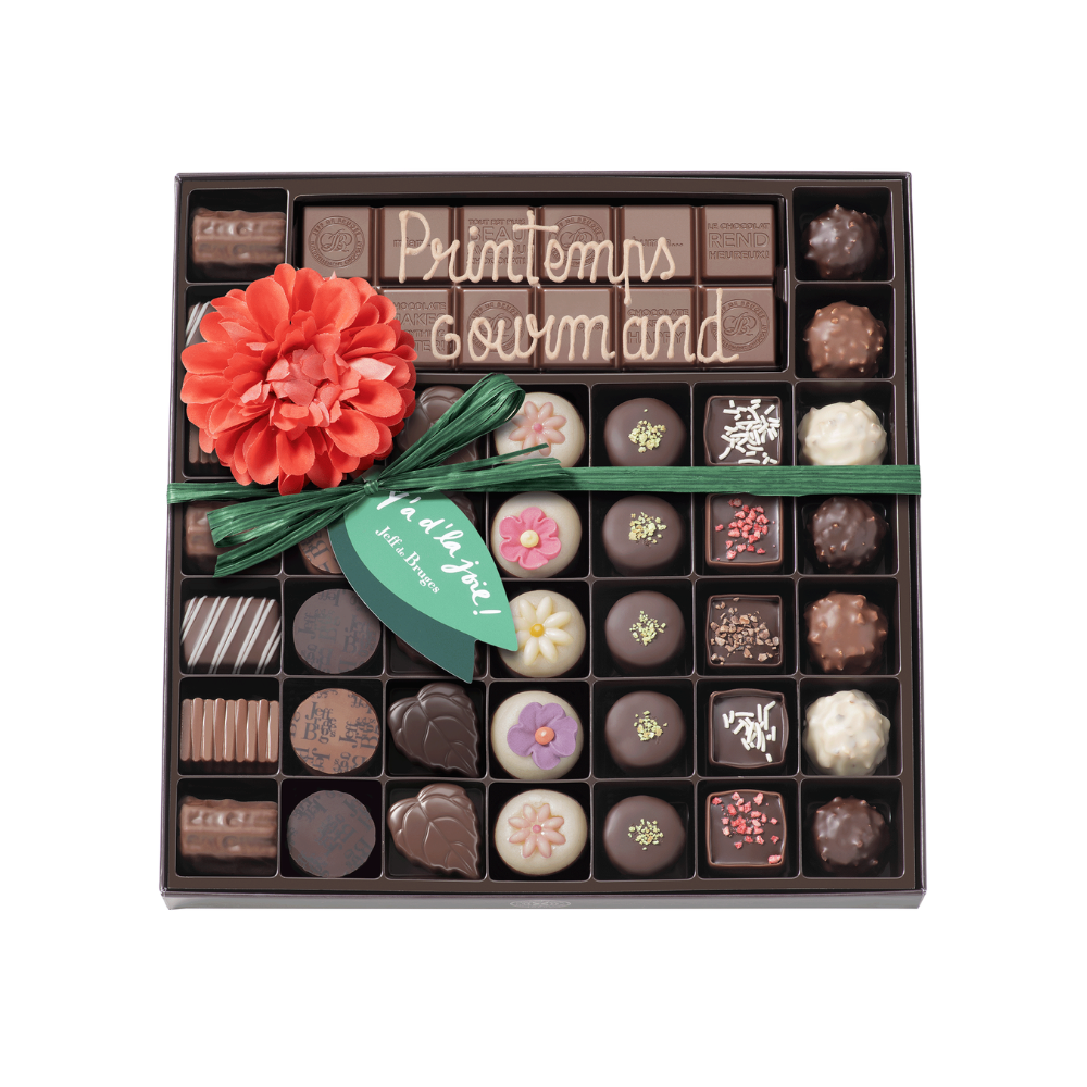 BOITE SPÉCIALITÉ 39 CHOCOLATS DE PRINTEMPS ET SA TABLETTE PERSONNALISABLE