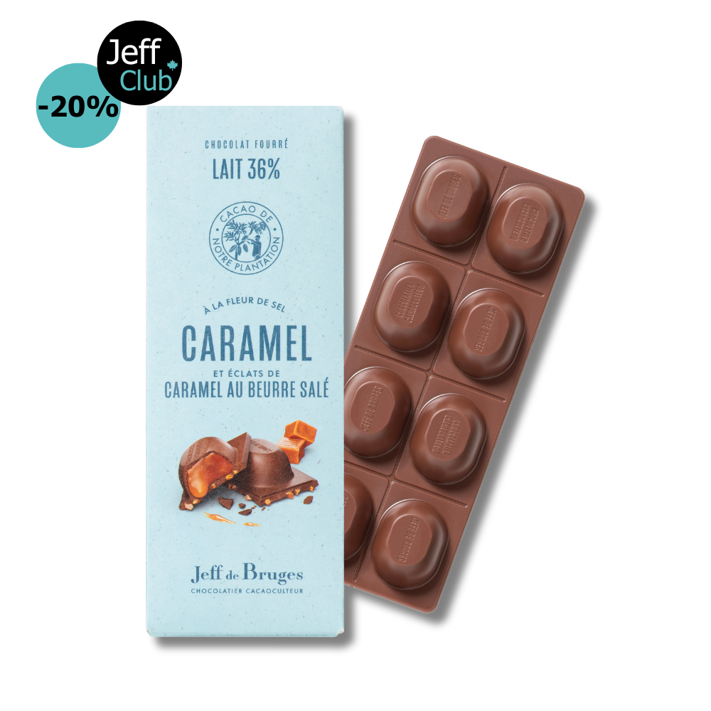 TABLETTE FOURÉE CHOCOLATS AU LAIT 36% ET CARAMEL BEURRE SALÉ