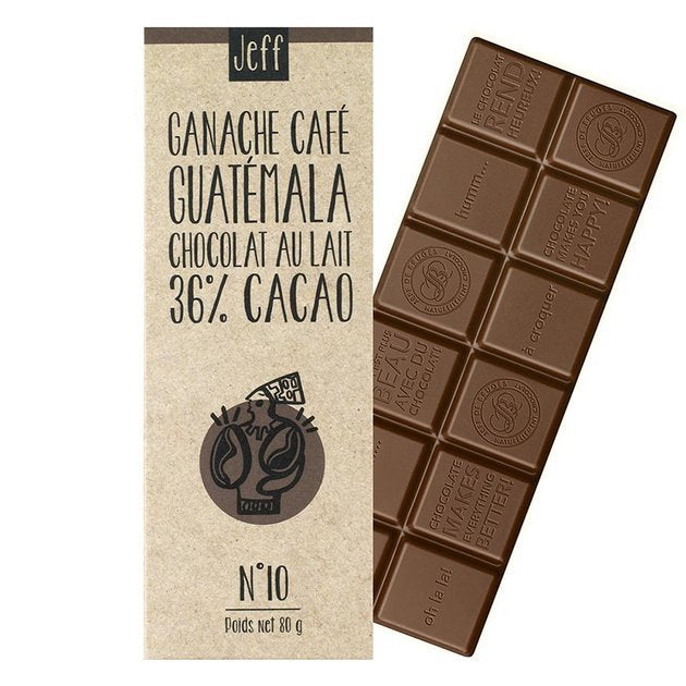 TABLETTE N°10 CHOCOLAT AU LAIT 36% GANACHE CAFÉ GUATÉMALA