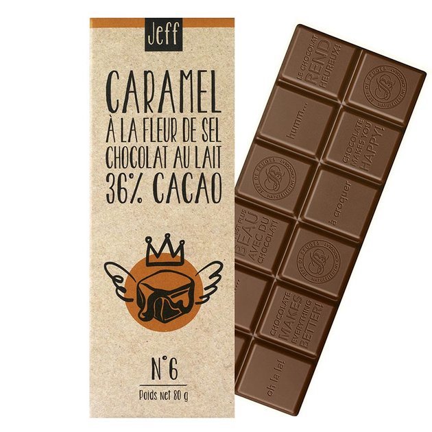 TABLETTE N°6 CHOCOLAT AU LAIT 36% ET CARAMEL À LA FLEUR DE SEL