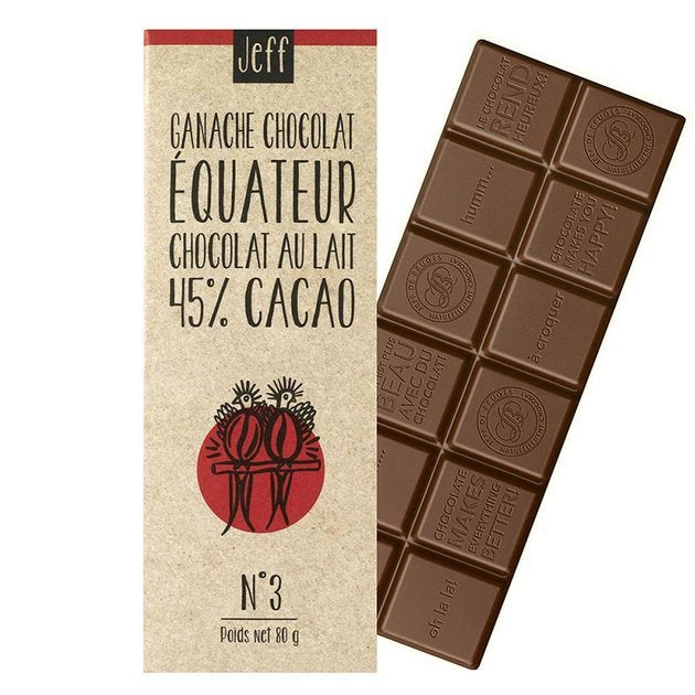 TABLETTE N°3 CHOCOLAT AU LAIT 45% GANACHE D'ÉQUATEUR