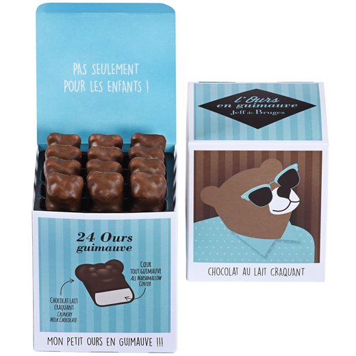 CUBE 24 OURSONS EN GUIMAUVE CHOCOLAT AU LAIT