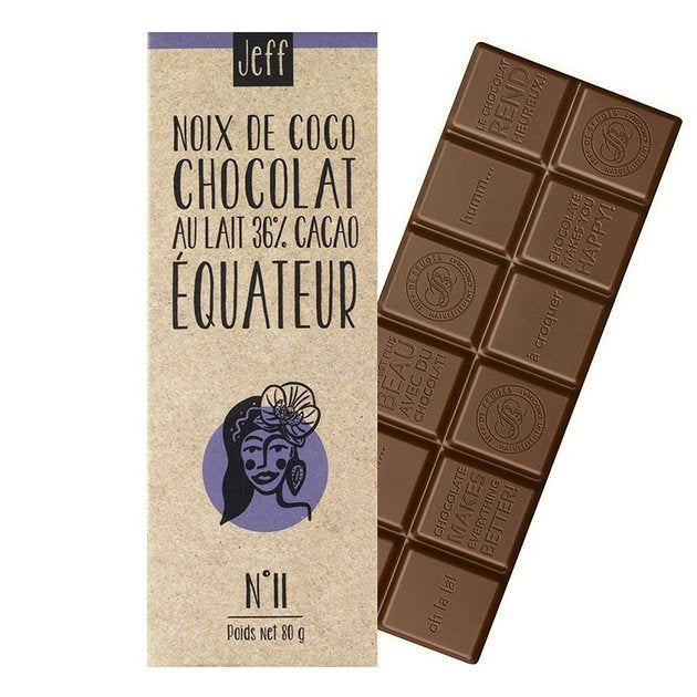 TABLETTE N°11 CHOCOLAT AU LAIT 36% NOIX DE COCO