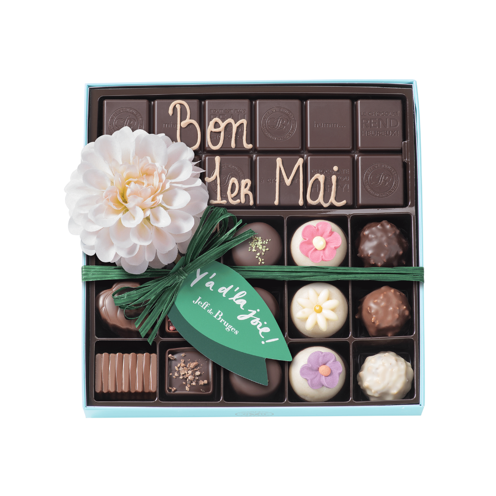 SPRING SPECIALTY BOX 15 CHOCOLATES WITH CUSTOMIZABLE CHOCOLATE BAR
