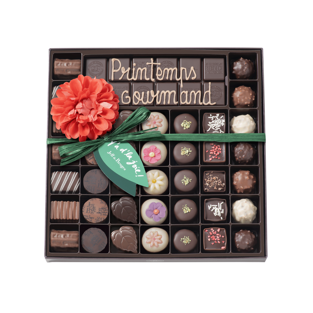 BOITE SPÉCIALITÉ 39 CHOCOLATS DE PRINTEMPS ET SA TABLETTE PERSONNALISABLE