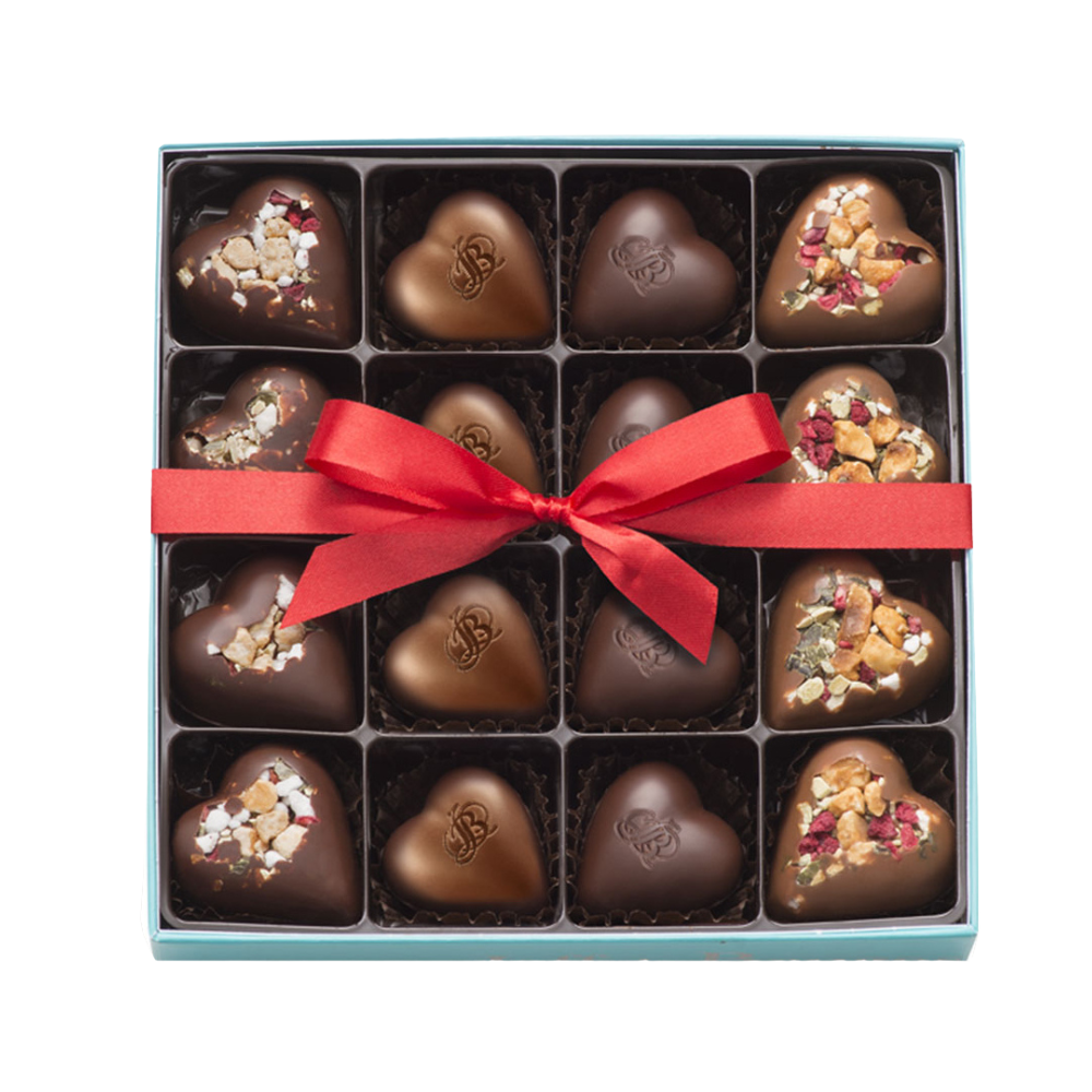 BOITE SAINT VALENTIN 16 COEURS ASSORTIS