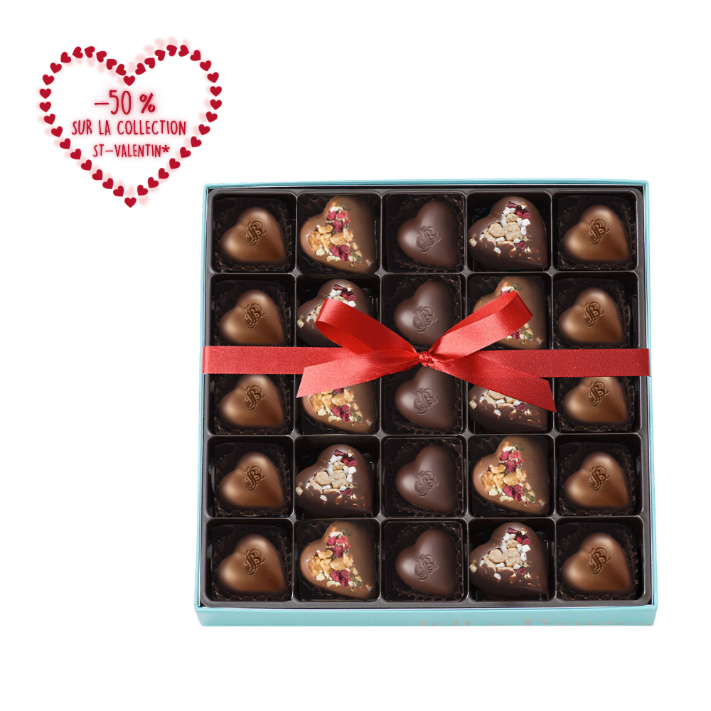 BOITE SAINT VALENTIN 25 COEURS ASSORTIS