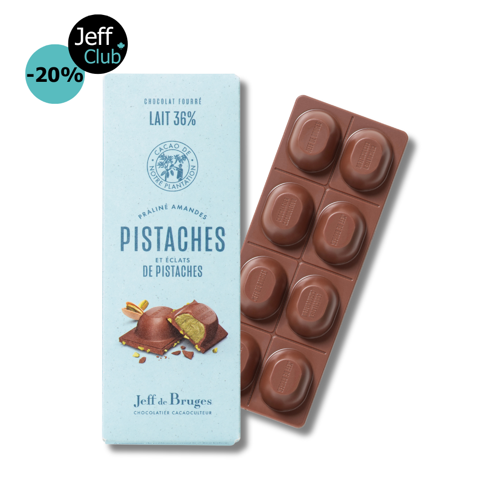 TABLETTE FOURÉE AU LAIT 36% PRALINÉ ET PISTACHE