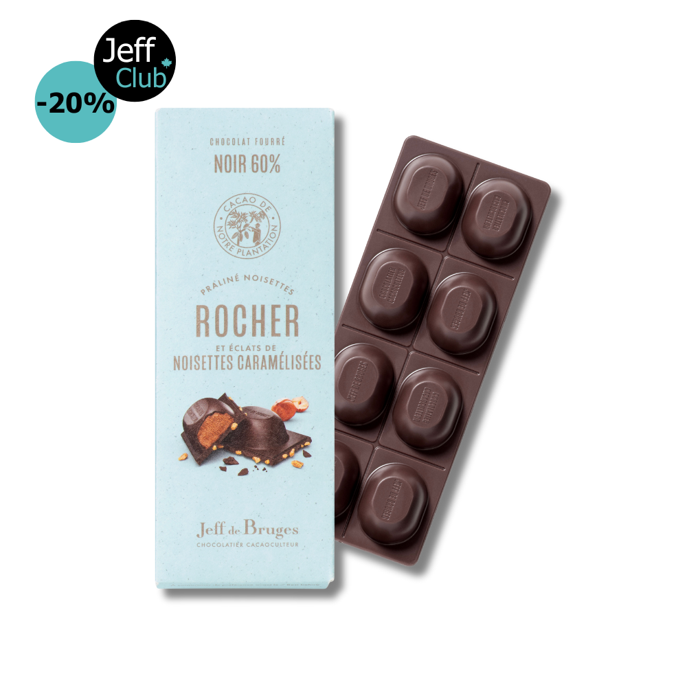 TABLETTE FOURÉE CHOCOLATS NOIR 60% ROCHER ET NOISETTES