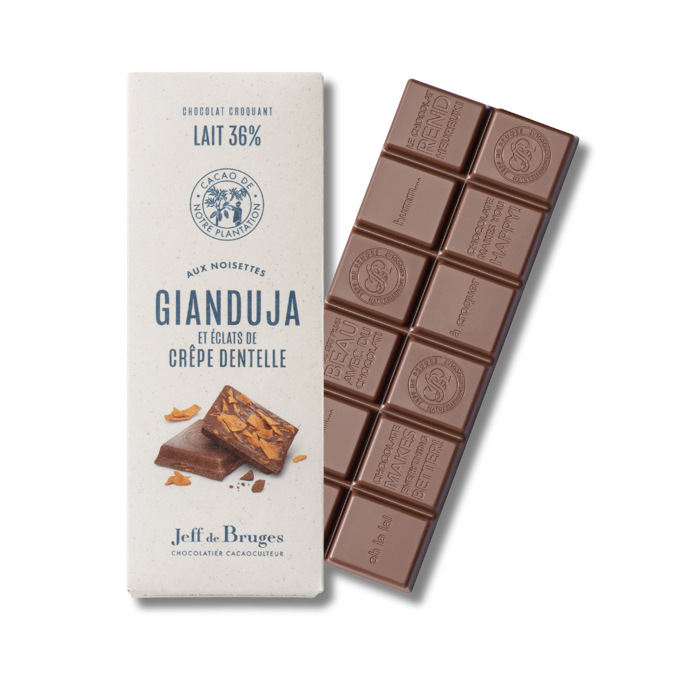 TABLETTE GIANDUJA ET CRÊPE DENTELLE 36% CHOCOLAT AU LAIT