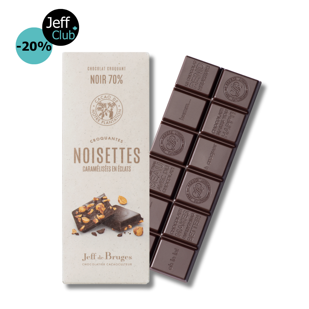 TABLETTE NOISETTES CARAMÉLISÉES 70% CHOCOLAT NOIR