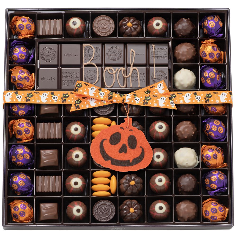 BOITE SPÉCIALITÉ 54 CHOCOLATS HALLOWEEN ET TABLETTE PERSONNALISABLE