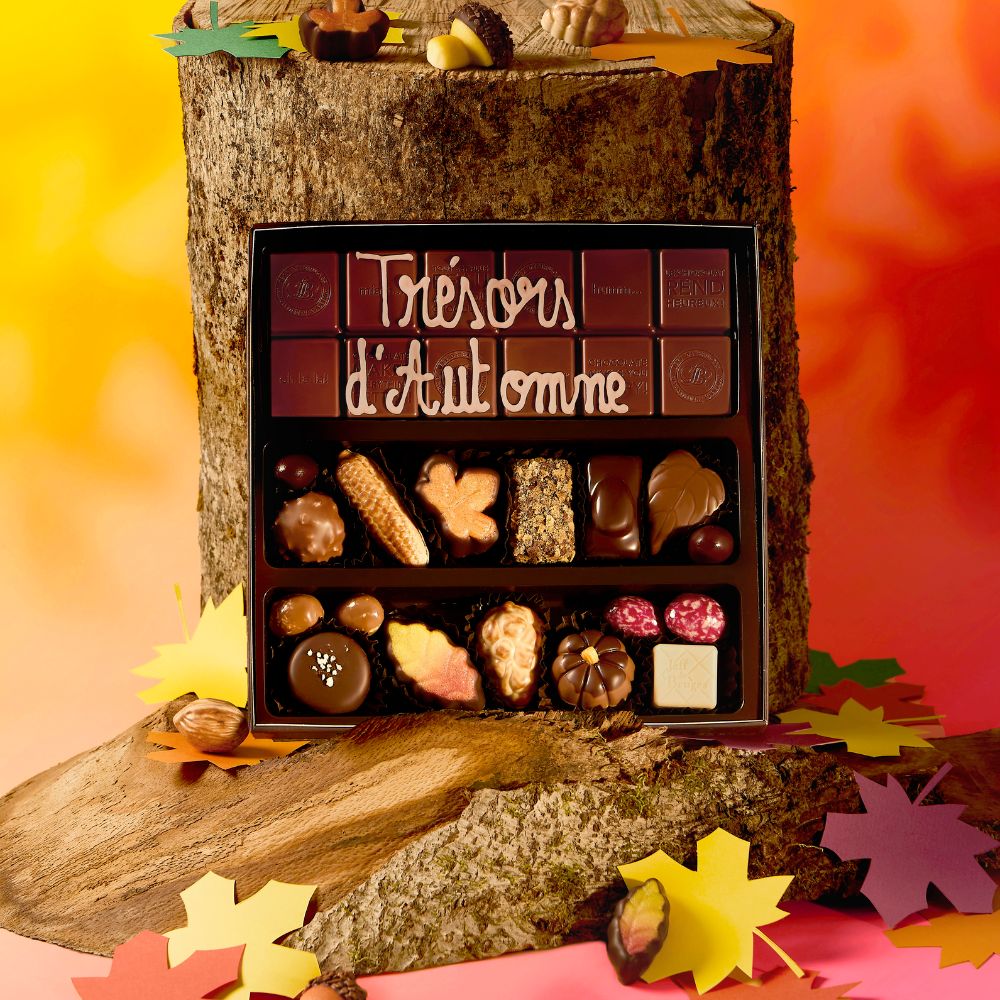 BOITE SPÉCIALITÉ 15 CHOCOLATS D'AUTOMNE ET TABLETTE PERSONNALISABLE