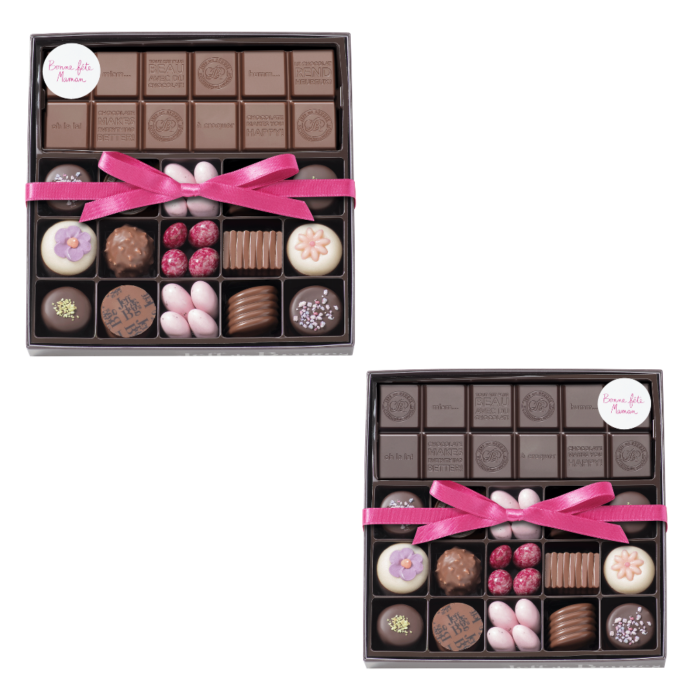 BOÎTE SPÉCIALITÉ  FÊTE DES MÈRES 15 CHOCOLATS ET TABLETTE
