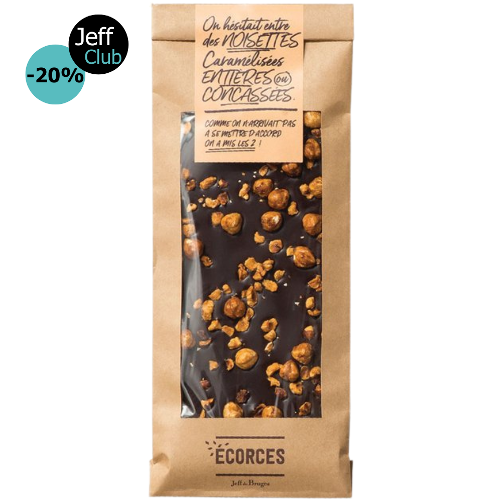 ÉCORCES CHOCOLAT NOIR ET NOISETTES CARAMÉLISÉES