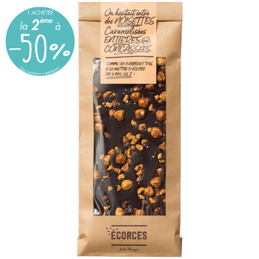 ÉCORCES CHOCOLAT NOIR ET NOISETTES CARAMÉLISÉES