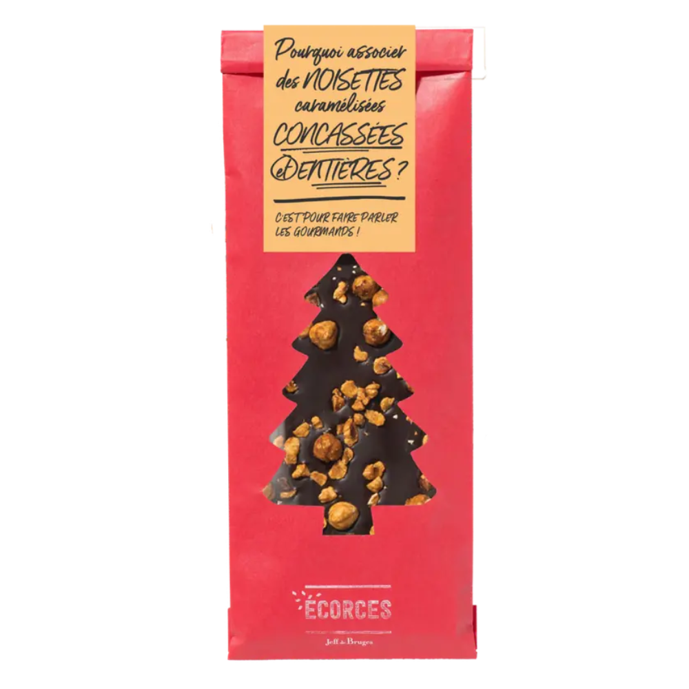 DARK CHOCOLATE BARK AND CARAMELIZED HAZELNUTS