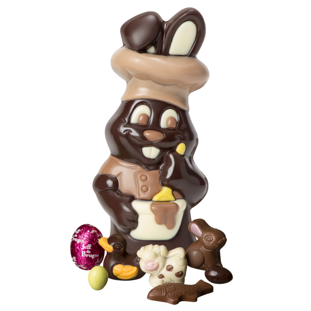 CHOCOLATE MAKER RABBIT JEFF MILK OR DARK CHOCOLATE
