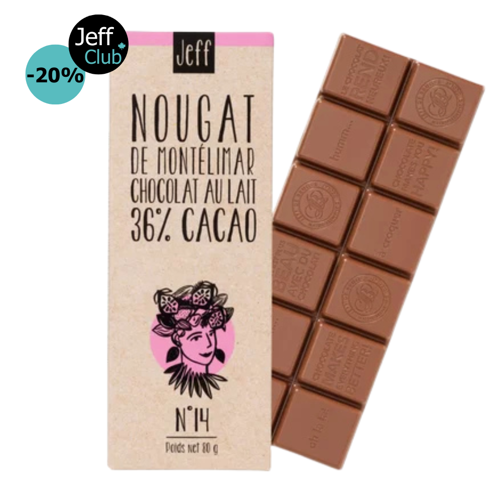 TABLETTE N°14 CHOCOLAT AU LAIT 36% ET NOUGAT DE MONTÉLIMAR