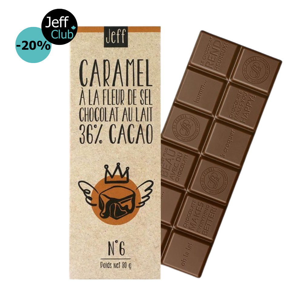TABLETTE N°6 CHOCOLAT AU LAIT 36% ET CARAMEL À LA FLEUR DE SEL