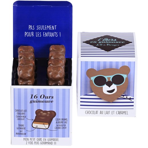 CUBE 16 MILK CHOCOLATE AND CARAMEL MARSHMALLOW TEDDY BEAR